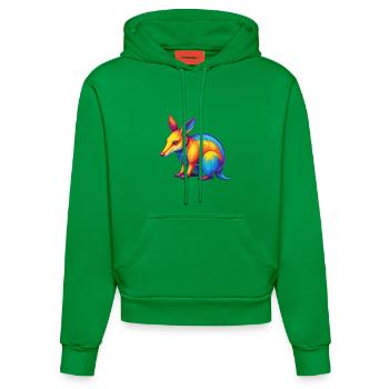 Aardvark Colorful Kawaii Cartoon Character Clipart - Organic Fitted Hoodie Made in EU - City Green - Front