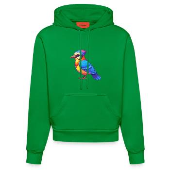 Geai bleu coloré Kawaii dessin animé Personnage Clipart - Sweat à capuche bio ajusté fabriqué en UE - City Green - Devant