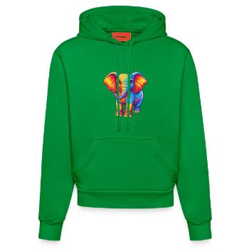 Elephant Colorful Kawaii Cartoon Character Clipart - Organic Fitted Hoodie Made in EU - City Green - Front