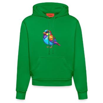 Spatz Bunte Kawaii Cartoon Figur Clipart - Organic Fitted Hoodie Made in EU - City Green - Vorne