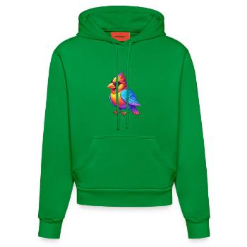 Cardinal coloré Kawaii dessin animé Personnage Oiseau - Sweat à capuche bio ajusté fabriqué en UE - City Green - Devant