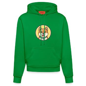 Kishu Ken Hunderasse Cartoon Kawaii Clipart Tier - Organic Fitted Hoodie Made in EU - City Green - Vorne