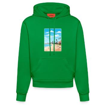 Manhattan Beach Californie Affiche de voyage souvenir - Sweat à capuche bio ajusté fabriqué en UE - City Green - Devant