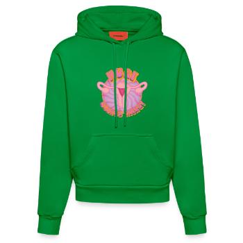 Huge Uterus Energy – Power & Empowerment - Organic Fitted Hoodie Made in EU - City Green - Front