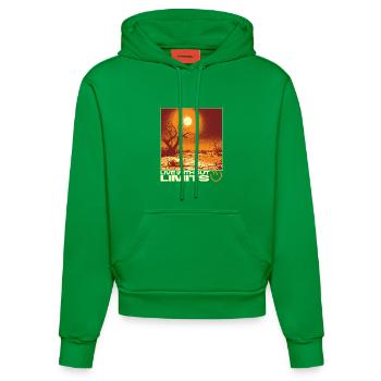 Live Without Limits – Surreal Desert Scene - Organic Fitted Hoodie Made in EU - City Green - Front