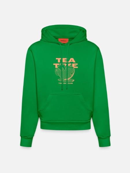Tea Time – Relaxing Time Out - Organic Fitted Hoodie Made in EU - City Green