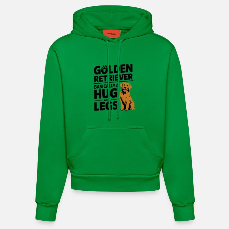 câlin Golden Retriever avec pattes - Sweat à capuche bio ajusté fabriqué en UE - City Green