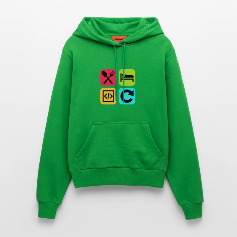 Manger Dormir Code Répéter Citation drôle Dev Sweat à capuche bio ajusté fabriqué en UE