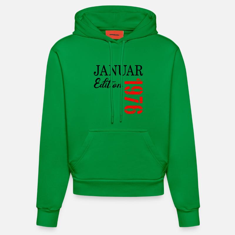 51e anniversaire janvier 1976 - Sweat à capuche bio ajusté fabriqué en UE - City Green