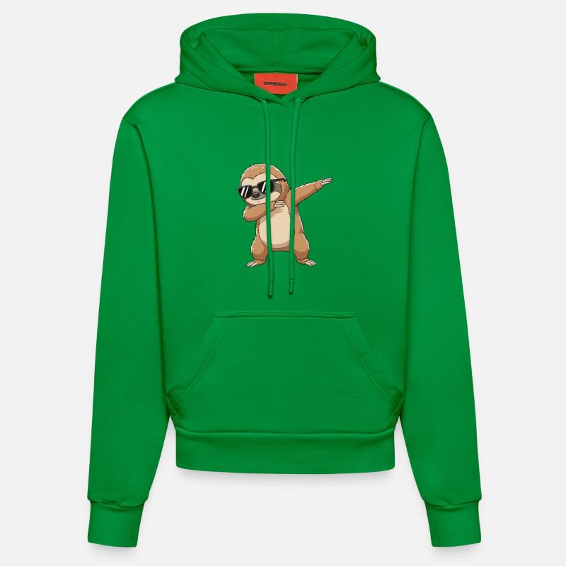 Dessin animé Cool Dab Sloth - Sweat à capuche bio ajusté fabriqué en UE - City Green