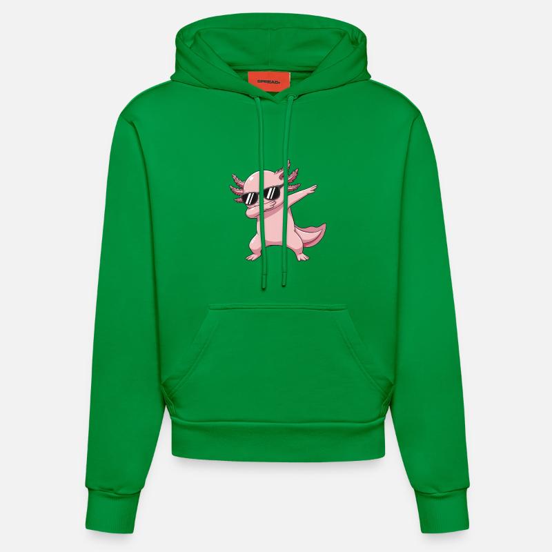 Dessin animé Cool Dab Axolotl - Sweat à capuche bio ajusté fabriqué en UE - City Green