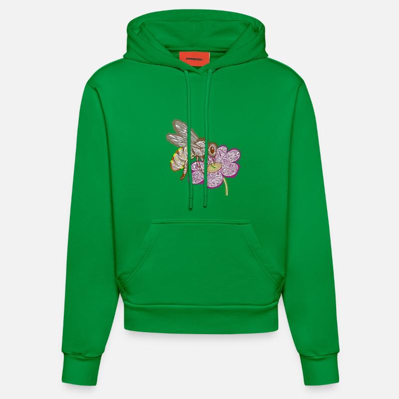 Zentangle Bee - Sweat à capuche bio ajusté fabriqué en UE - City Green