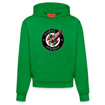Maturantin – Ich Geh Ab Wie Ne Rakete! (NEG Red) - Organic Fitted Hoodie Made in EU - City Green - Vorne