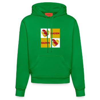 Baden Herz Quadrat - Organic Fitted Hoodie Made in EU - City Green - Vorne