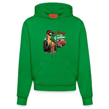 Pin-Up vintage : classe avec un peu d’essence - Sweat à capuche bio ajusté fabriqué en UE - City Green - Devant
