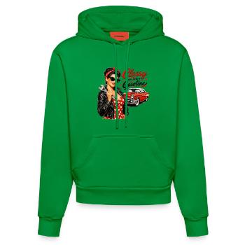 Pin-Up vintage : classe avec un peu d’essence - Sweat à capuche bio ajusté fabriqué en UE - City Green - Devant