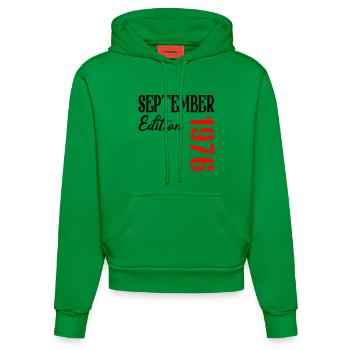 50e anniversaire septembre 1976 - Sweat à capuche bio ajusté fabriqué en UE - City Green - Devant