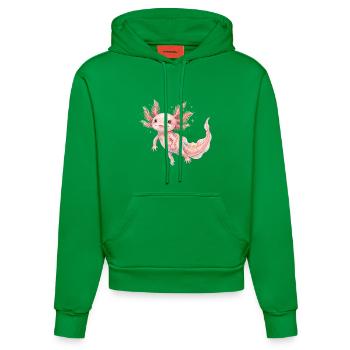 Mignon bébé axolotl rose en style aquarelle - Sweat à capuche bio ajusté fabriqué en UE - City Green - Devant