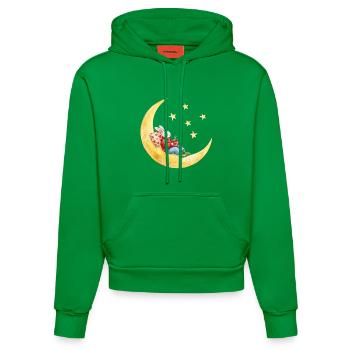 Hase auf dem Mond mit Kakao - Organic Fitted Hoodie Made in EU - City Green - Vorne