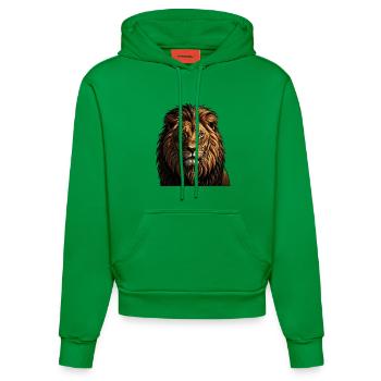 Kämpfender Löwe  - Organic Fitted Hoodie Made in EU - City Green - Vorne