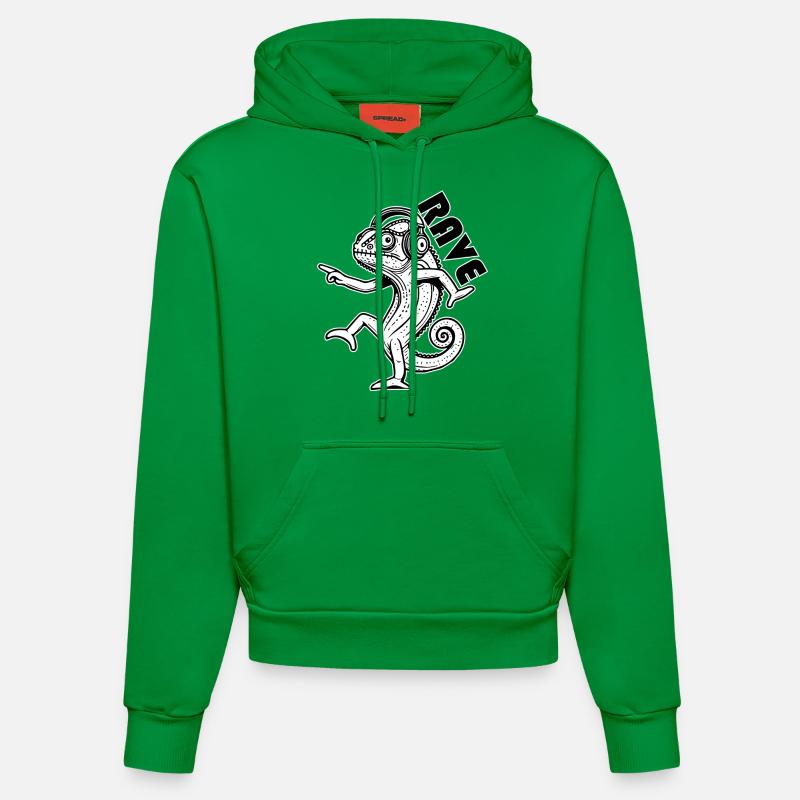Caméléon dansant - Rave Design - Sweat à capuche bio ajusté fabriqué en UE - City Green