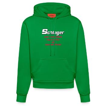 Schlager Party , Schlager Musik , Schlager Worte - Organic Fitted Hoodie Made in EU - City Green - Vorne