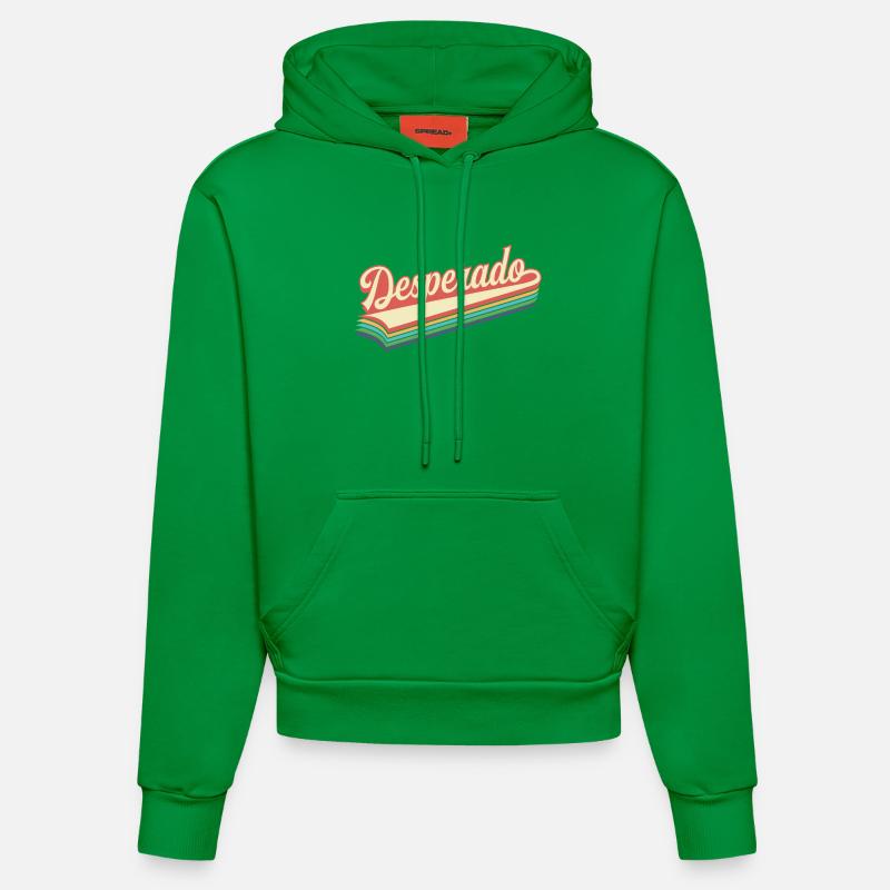 Texte rétro de Desperado - Sweat à capuche bio ajusté fabriqué en UE - City Green