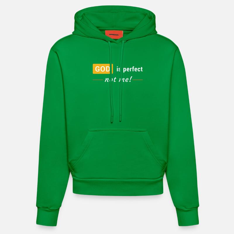 God is perfect, not me ! - Sweat à capuche bio ajusté fabriqué en UE - City Green