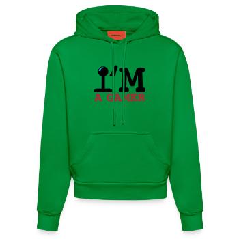 A Gamer Bold Typography - Organic Fitted Hoodie Made in EU - City Green - Front