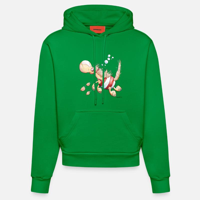 Hippocampe I Wortspiel Schwimmer Pferd - Sweat à capuche bio ajusté fabriqué en UE - City Green