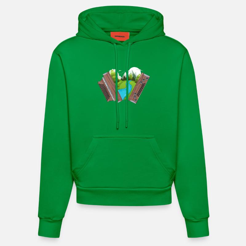 Maison de l’harmonica styrienne | ZiachON ! - Sweat à capuche bio ajusté fabriqué en UE - City Green