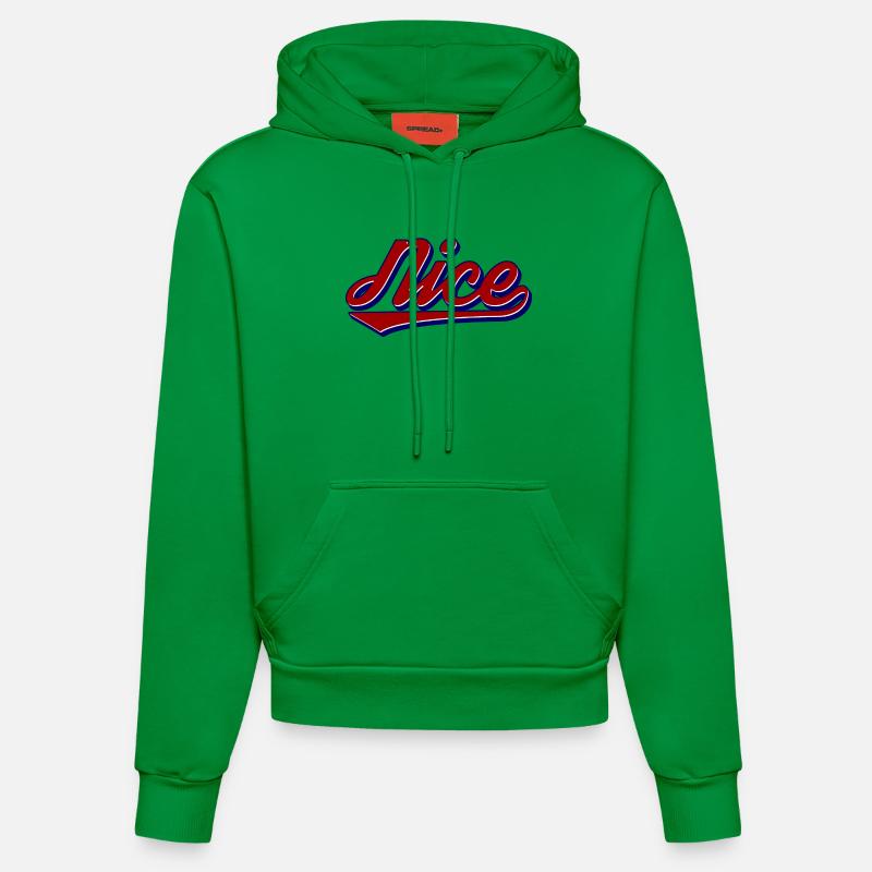 Nice Script Retro Logo Stil - Organic Fitted Hoodie Made in EU - City Green