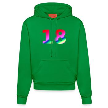 oberteile geburtstag, 18 rosatöne farbverlauf - Organic Fitted Hoodie Made in EU - City Green - Vorne