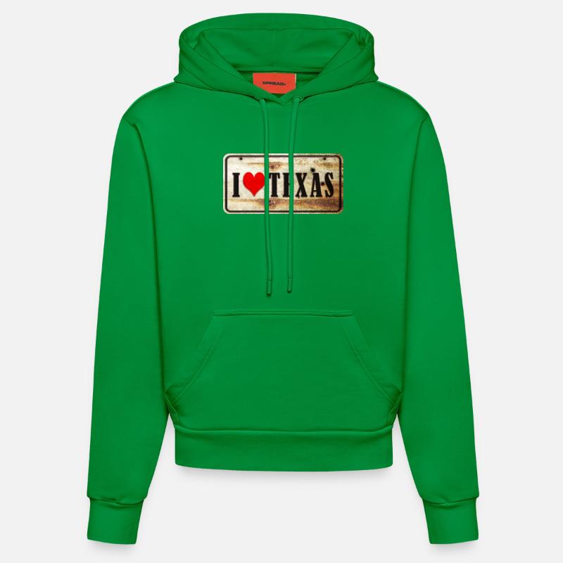 J'adore le Texas - Sweat à capuche bio ajusté fabriqué en UE - City Green
