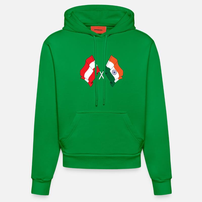 Drapeau Autriche, Drapeau Inde - Sweat à capuche bio ajusté fabriqué en UE - City Green