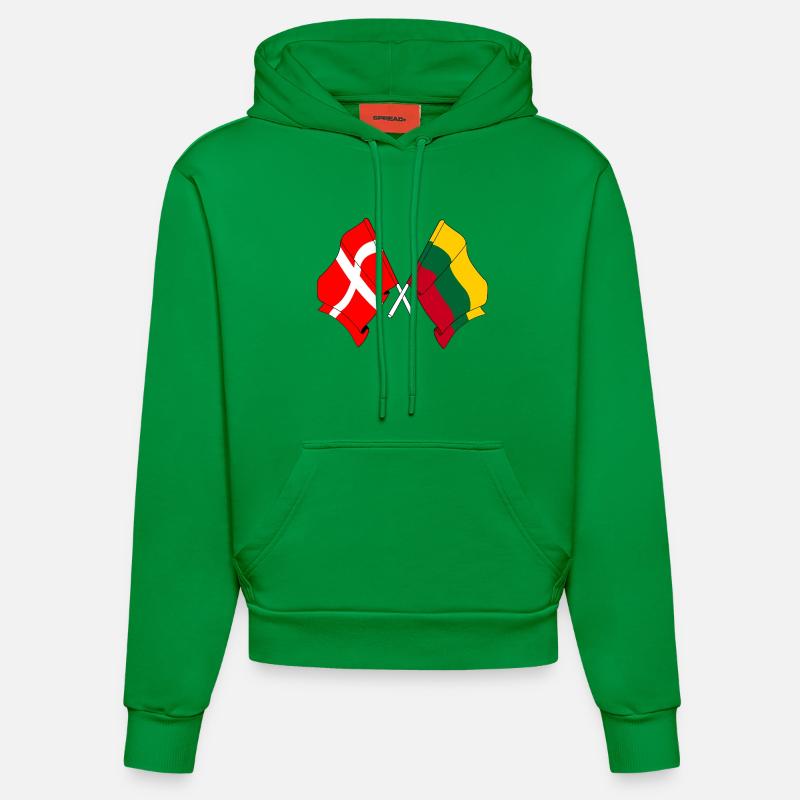 Drapeau Danemark, drapeau Lituanie - Sweat à capuche bio ajusté fabriqué en UE - City Green