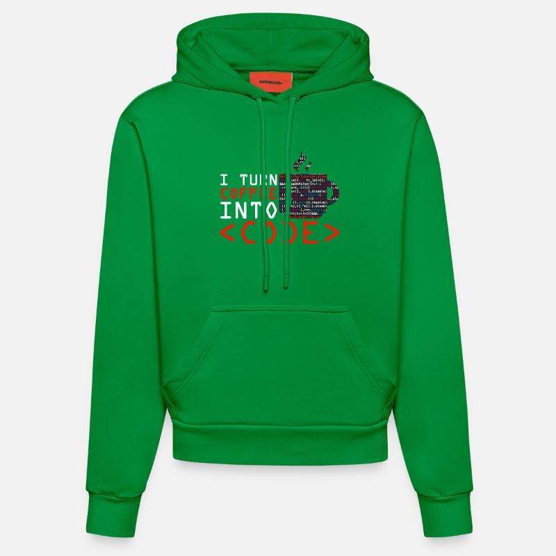 Programmers generate code from coffee - Organic Fitted Hoodie Made in EU - City Green