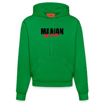 Verrückte Mama! - Organic Fitted Hoodie Made in EU - City Green - Vorne