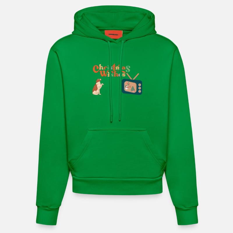 Chien devant la télé - Sweat à capuche bio ajusté fabriqué en UE - City Green