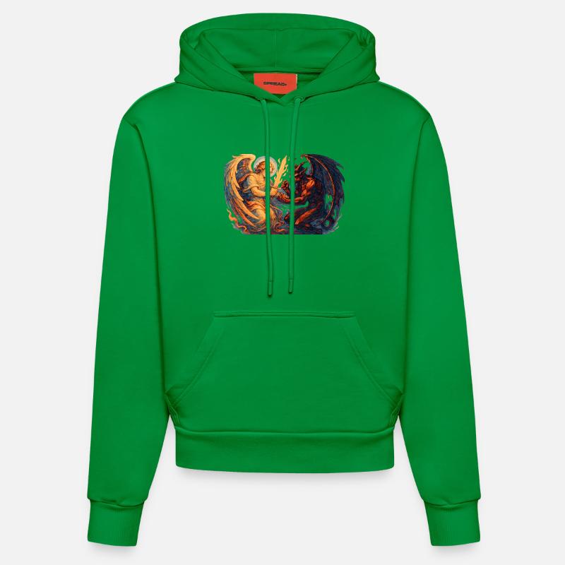 Archange céleste vs Bête infernale - Sweat à capuche bio ajusté fabriqué en UE - City Green