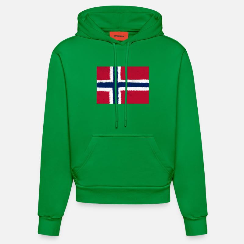 norsk flagg - Organic Fitted hettegenser produsert i EU - City Green