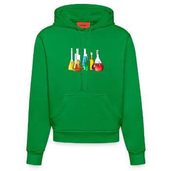 Collection de verrerie de laboratoire colorée - Sweat à capuche bio ajusté fabriqué en UE - City Green - Devant
