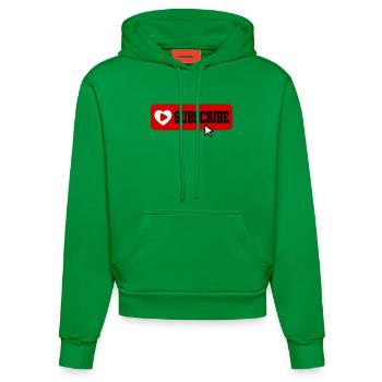 Fabelhaftes Symbol für die Schaltfläche "Abonnieren" des YouTube-Kanals - Organic Fitted Hoodie Made in EU - City Green - Vorne