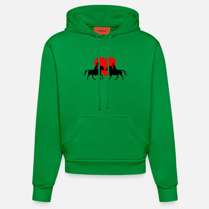 Cœur Cavalier Couples dans le Cœur - Sweat à capuche bio ajusté fabriqué en UE - City Green