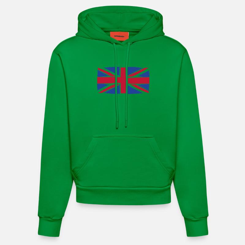 Art du drapeau Grunge Union Jack - Sweat à capuche bio ajusté fabriqué en UE - City Green