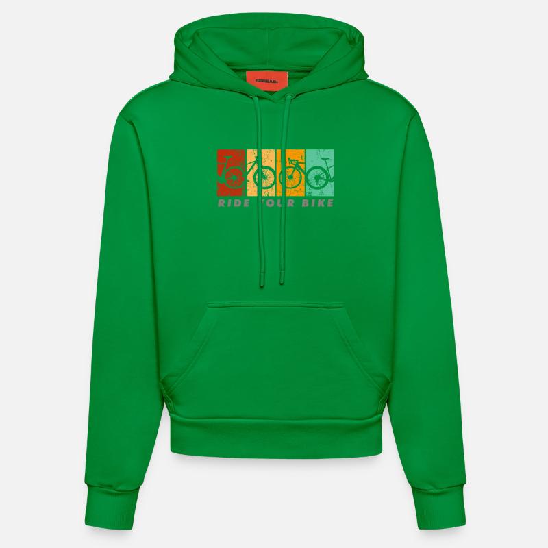 Roulez à vélo – Design rétro classique - Sweat à capuche bio ajusté fabriqué en UE - City Green