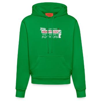 On the naughty list and regret nothing XMas Spruch - Organic Fitted Hoodie Made in EU - City Green - Front