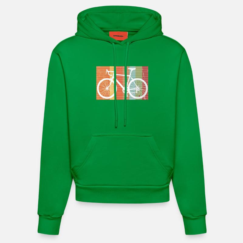 Retro Bicycle Silhouette de VTT - Sweat à capuche bio ajusté fabriqué en UE - City Green