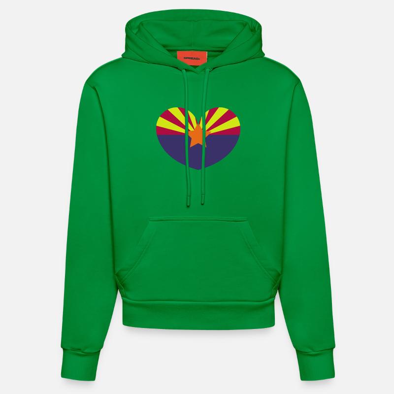 Drapeau du cœur de l’Arizona - Sweat à capuche bio ajusté fabriqué en UE - City Green