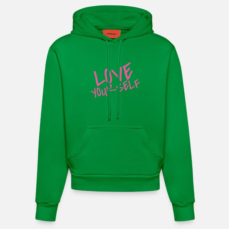 Aimez-vous – Déclaration d’amour de soi rose - Sweat à capuche bio ajusté fabriqué en UE - City Green